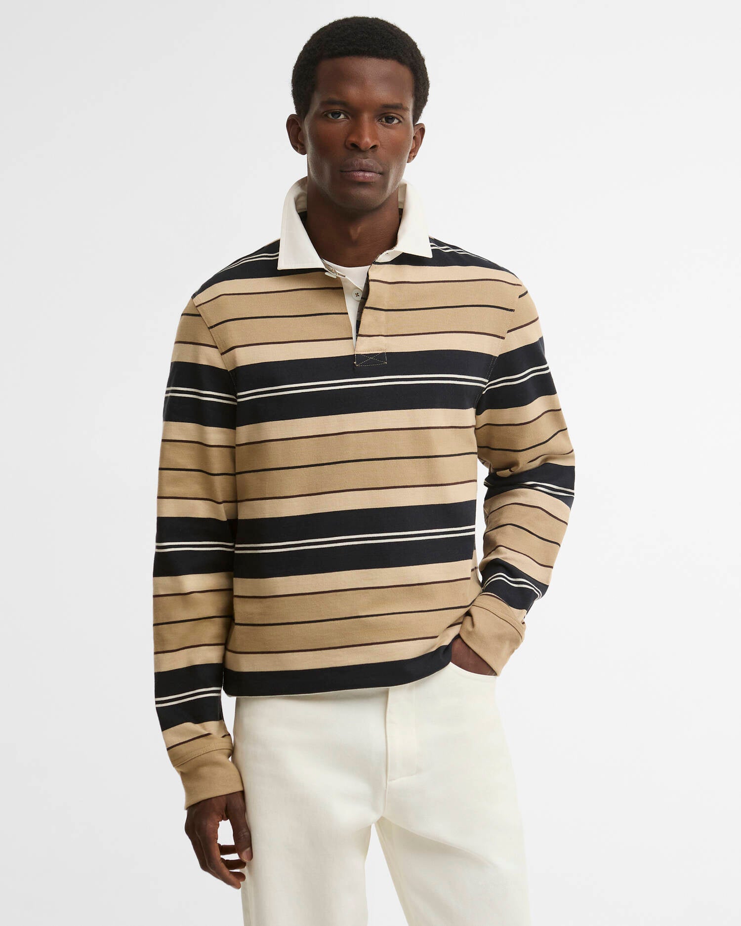 BARBOUR POLO FRITH STRIPED RUGBYSHIRT STONE