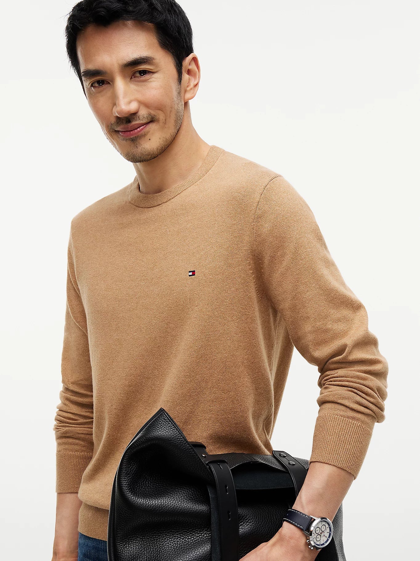 TOMMY HILFIGER PULLOVER ORGANIC COTTON CASHMER SAFARI CANVAS HEATHER