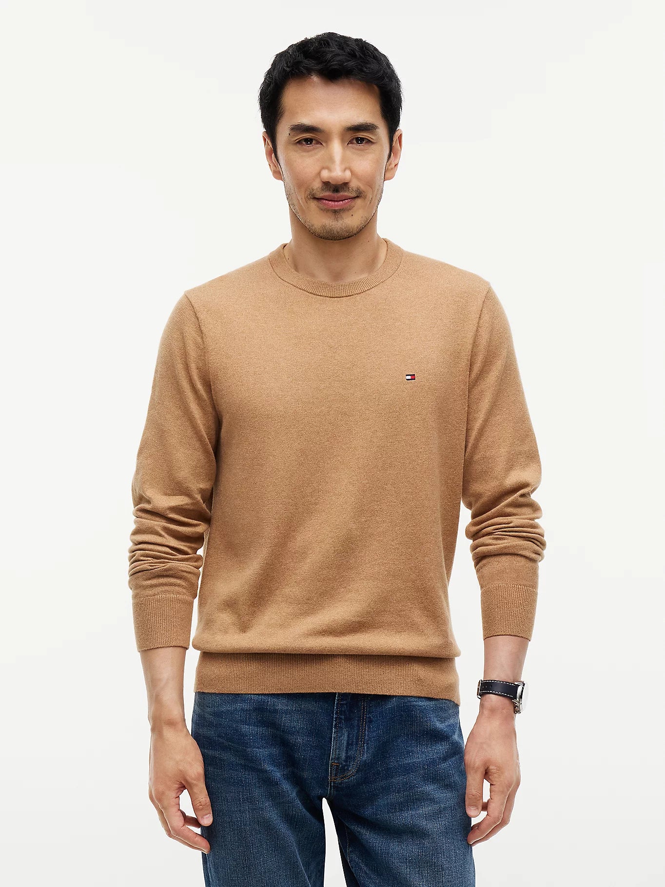 TOMMY HILFIGER PULLOVER ORGANIC COTTON CASHMER SAFARI CANVAS HEATHER