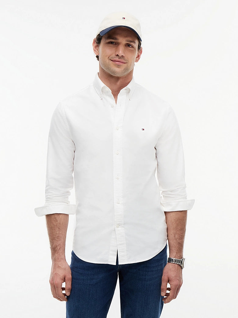 TOMMY HILFIGER OVERHEMD REGULAR FIT OXFORD OPTHIC WHITE