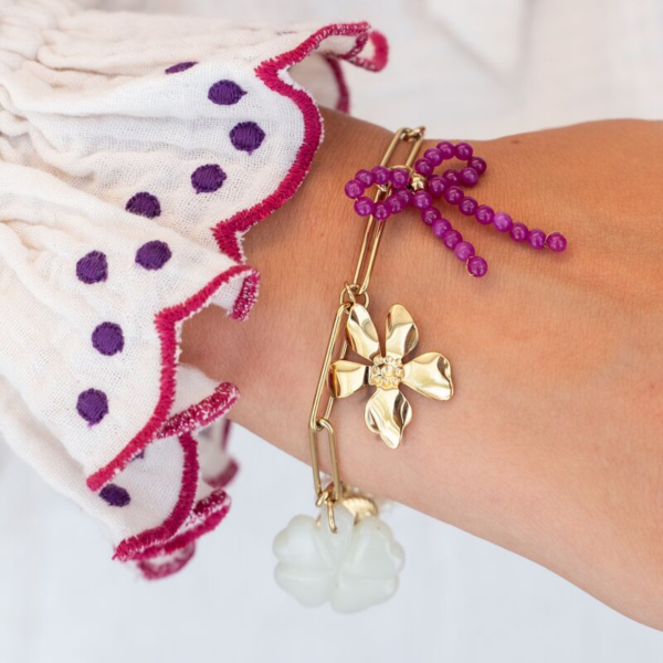 MY JEWELLERY SIERADEN BEDELARMBAND MULTIKLEUR BLOEMENBEDELS GOLD