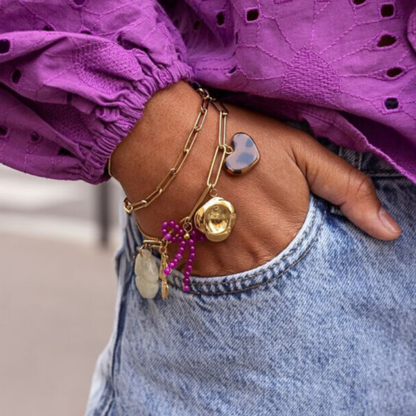 MY JEWELLERY SIERADEN BEDELARMBAND MULTIKLEUR BLOEMENBEDELS GOLD
