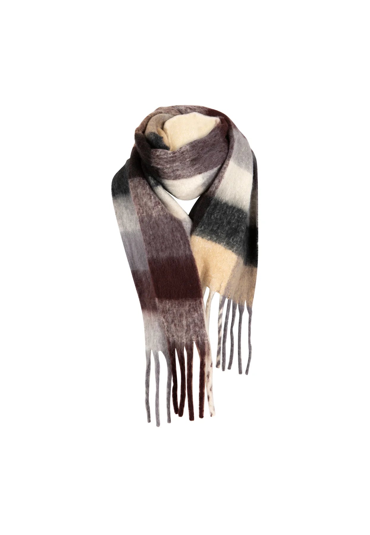 COSTER COPENHAGEN SJAAL MAREN SCARF GREY/BROWN CHECK