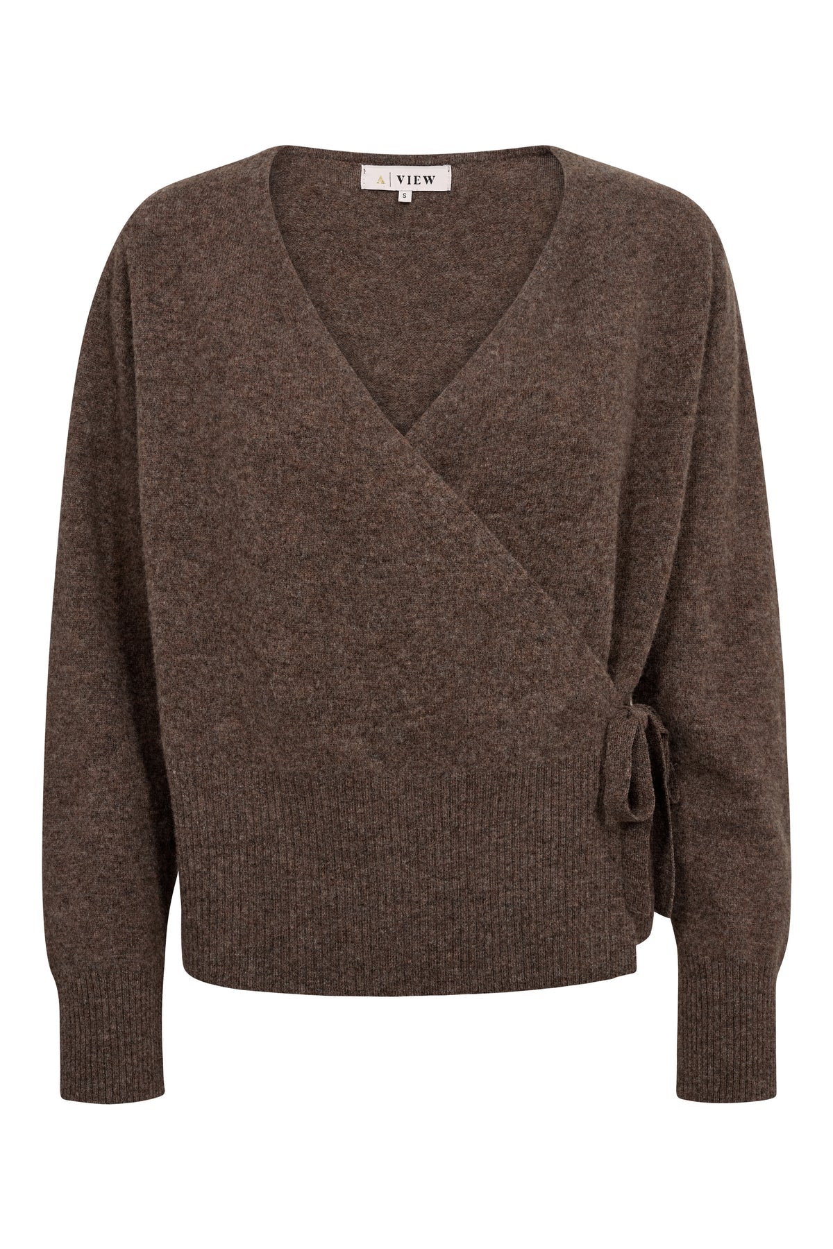 A-VIEW VEST MERINO WRAP CARDIGAN BROWN