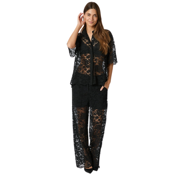 NEO NOIR BLOUSE LAMARI LACE SHIRT BLACK