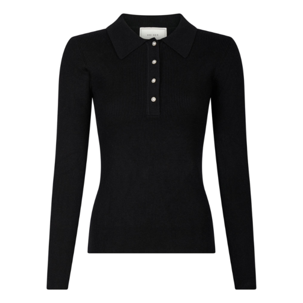 NEO NOIR PULLOVER PANAMA KNIT POLO BLACK