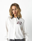 COSTER COPENHAGEN BLOUSE MET RIBBOORD WHITE