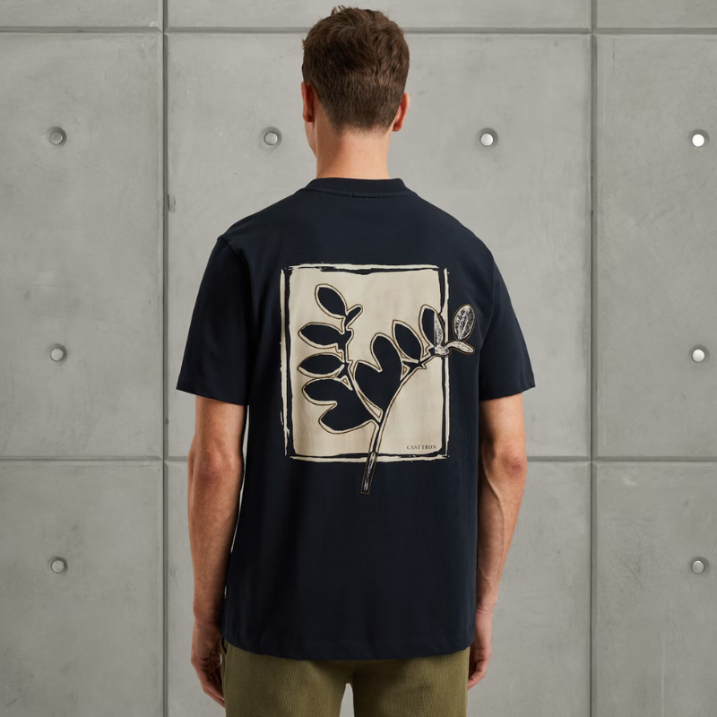 CAST IRON T-SHIRT R-NECK BACKPRINT DARK SAPPHIRE
