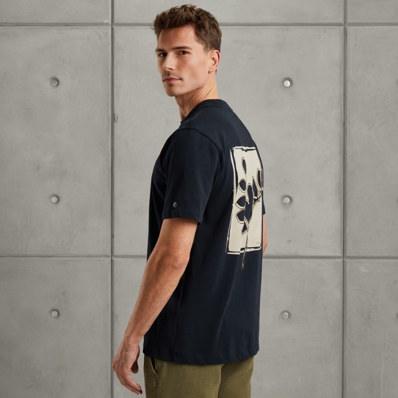CAST IRON T-SHIRT R-NECK BACKPRINT DARK SAPPHIRE