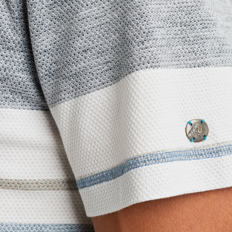 CAST IRON T-SHIRT REGULAR FIT POPCORN STRIPE PROVINCIAL BLUE