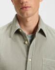 BOSS MEN OVERSHIRT REGULAR FIT COTTON CORDUROY OPEN GREEN