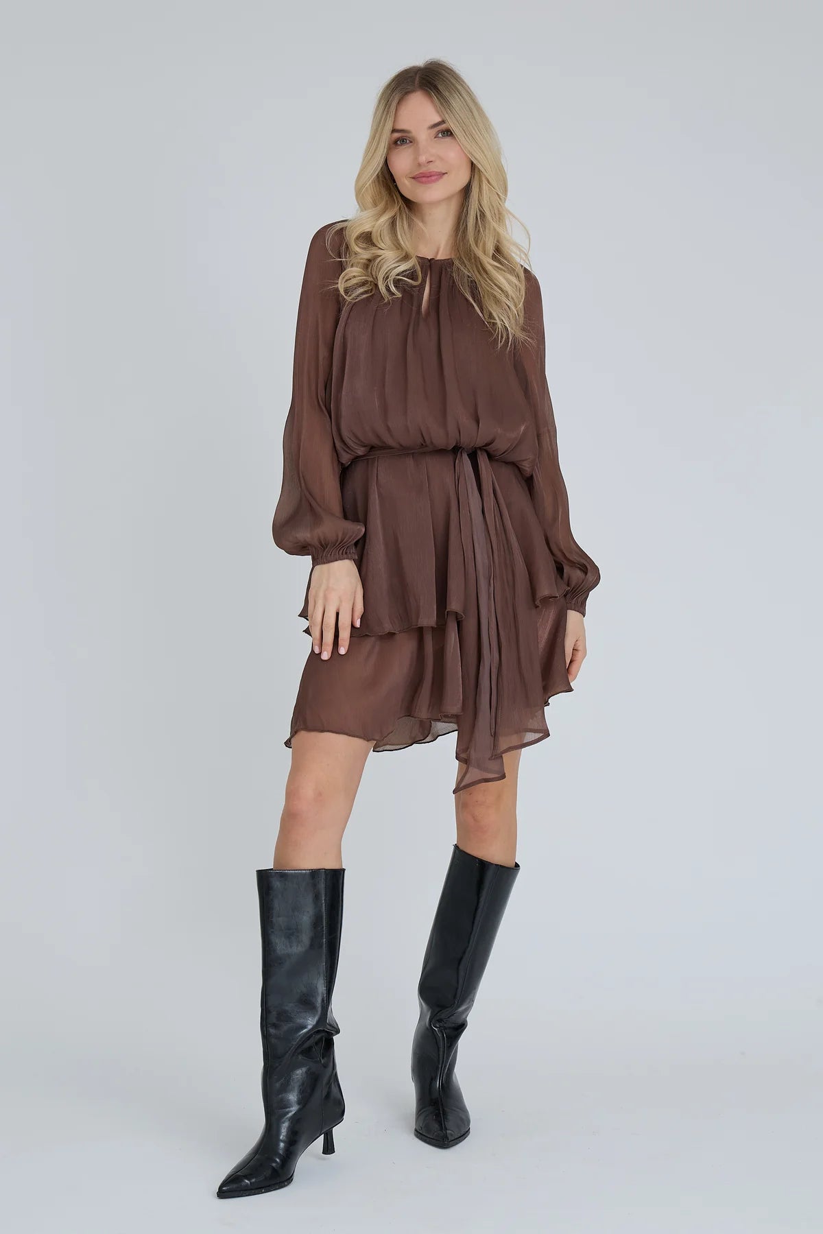 A-VIEW JURK OVENA DRESS DARK BROWN