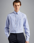 PAUL & SHARK OVERHEMD STRIPED OXFORD COTTON SHIRT LIGHT BLUE/WHITE