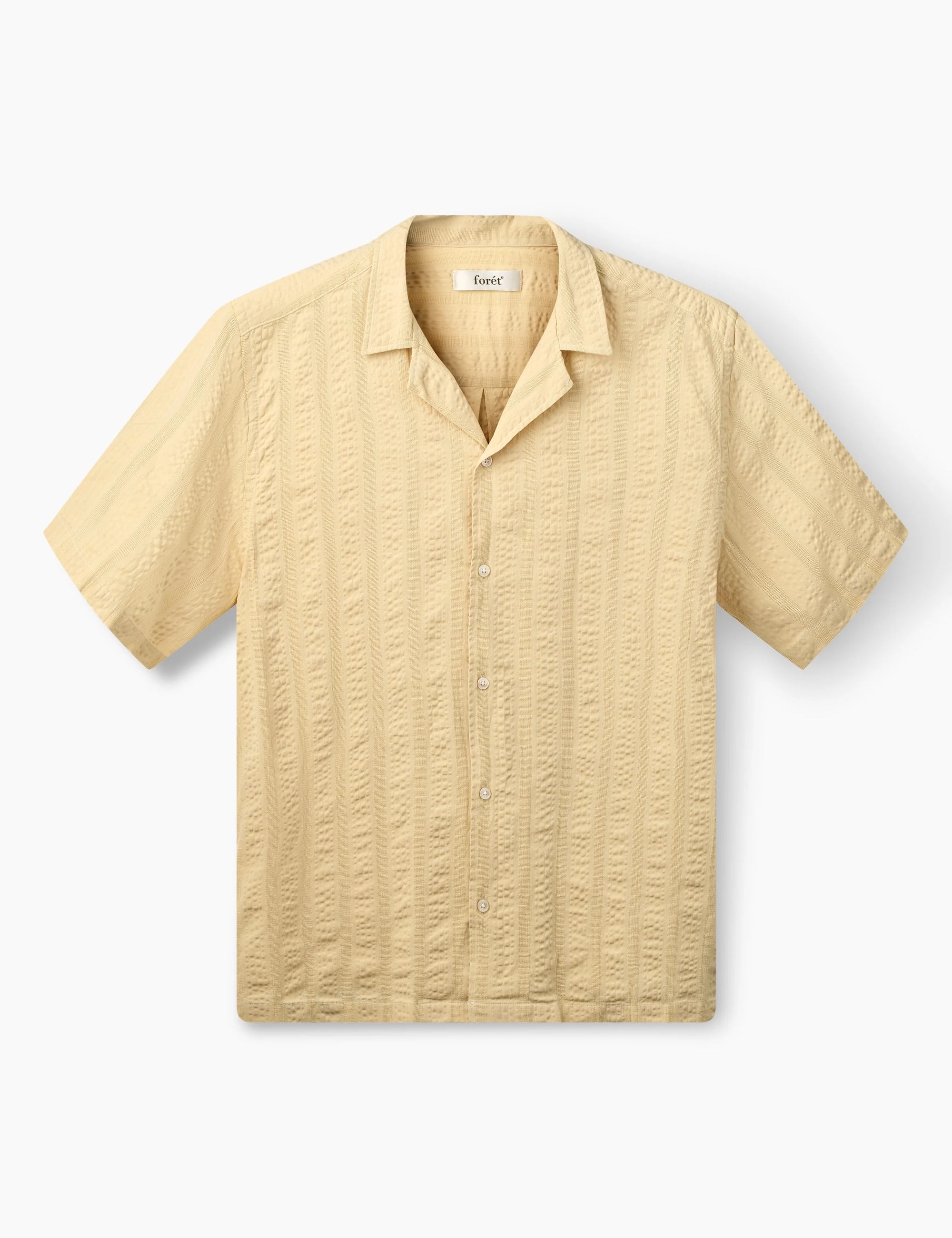 FORÉT OVERHEMD PEER JACQUARD STRIPE REGULAR FIT SS SHIRT VINTAGE YELLOW