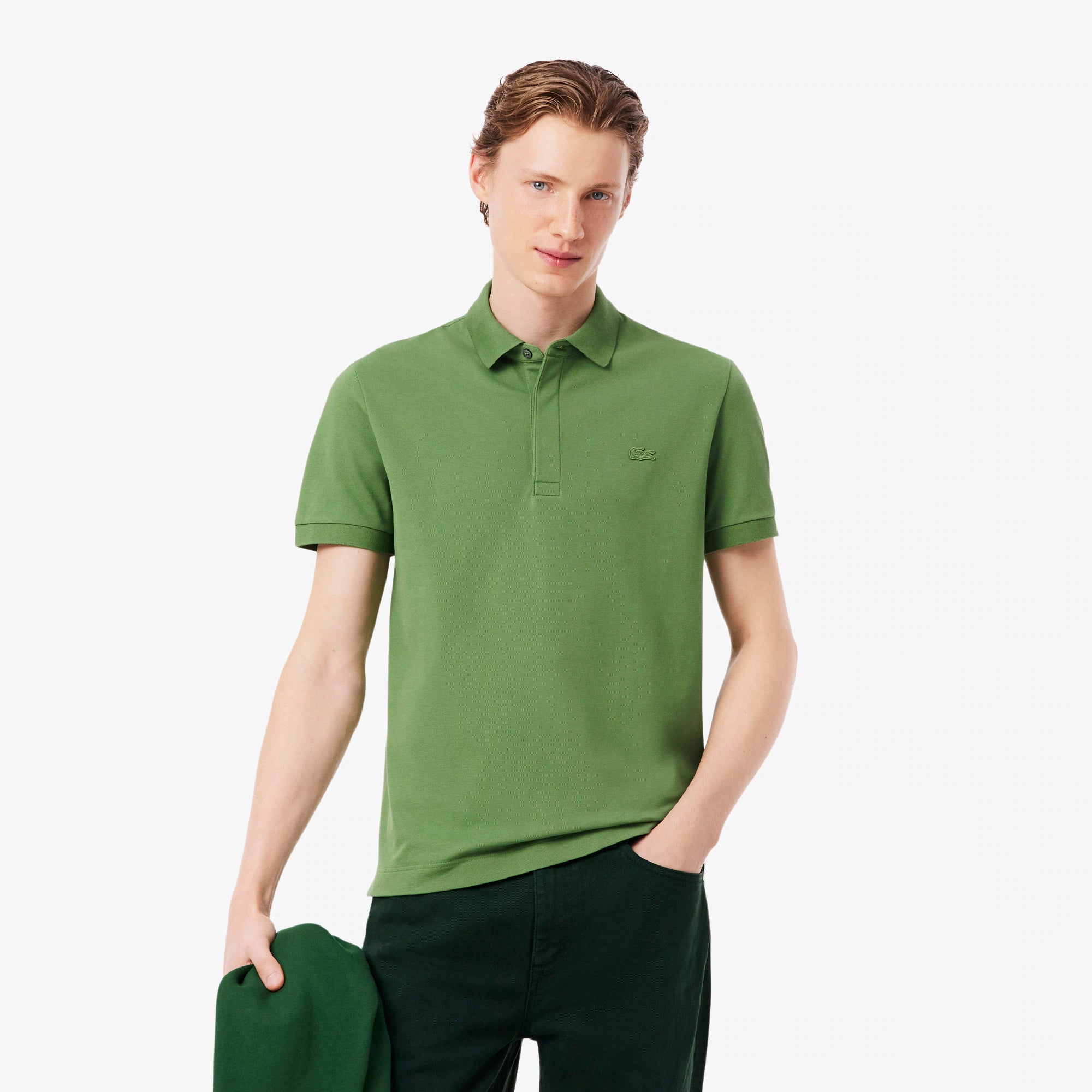 LACOSTE MEN POLO PARIS REGULAR FIT STRETCH PIQUE GREEN