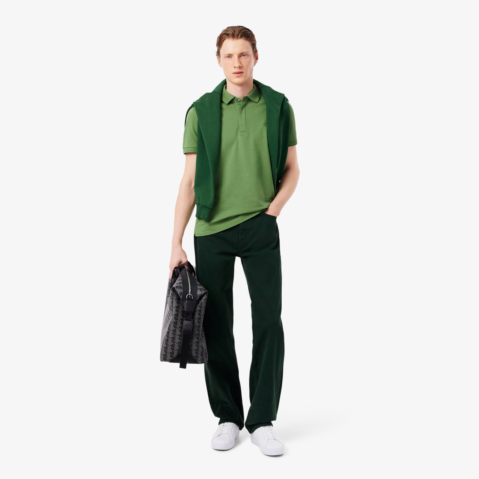 LACOSTE MEN POLO PARIS REGULAR FIT STRETCH PIQUE GREEN