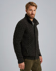 PME LEGEND VEST ZIP JACKET HEAVY KNIT MIXED YARN DARK GREY MELEE