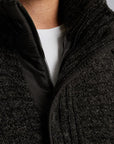 PME LEGEND VEST ZIP JACKET HEAVY KNIT MIXED YARN DARK GREY MELEE