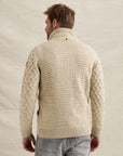 PME LEGEND VEST ZIP JACKET HEAVY KNIT MIXED BONE WHITE