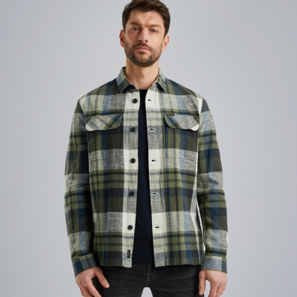 PME LEGEND OVERHEMD SLUB YARN DYED CHECK LODEN GREEN
