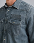 PME LEGEND OVERHEMD DENIM WITH BADGES INDIGO DENIM