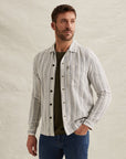 PME LEGEND OVERHEMD MATTWEAVE STRIPE COTTON LINEN SARGASSO SEA