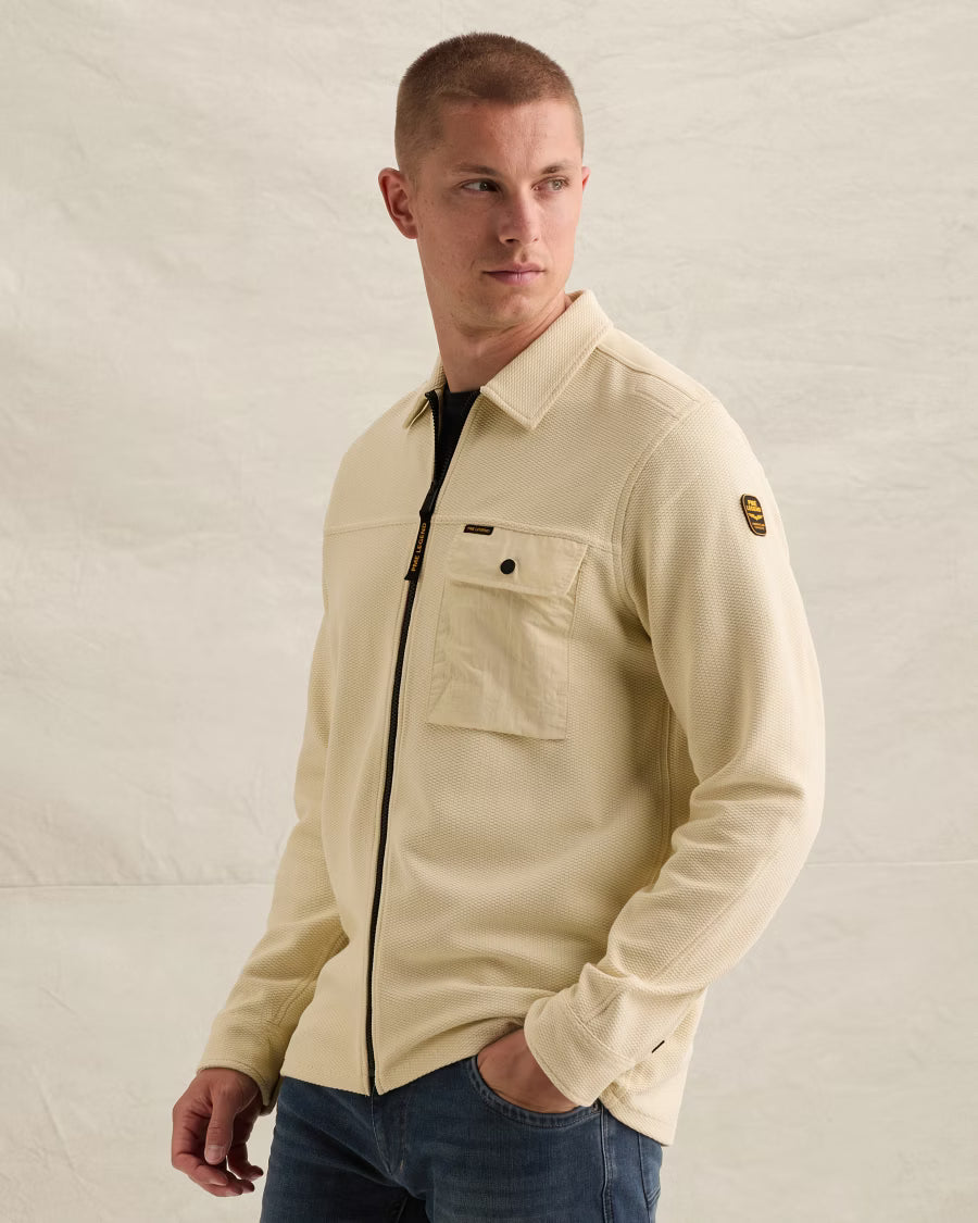 PME LEGEND OVERSHIRT JERSEY WAFFLE SHIRT BONE WHITE