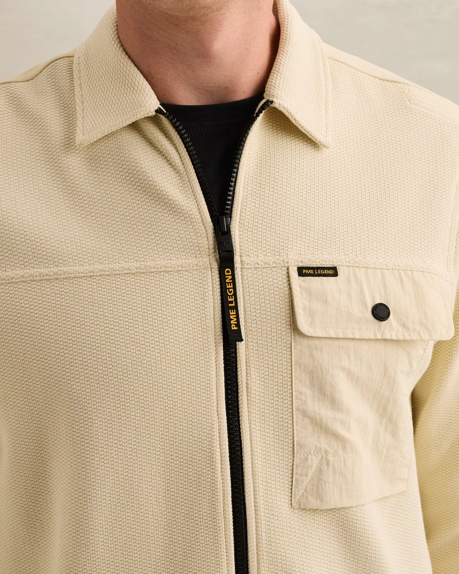 PME LEGEND OVERSHIRT JERSEY WAFFLE SHIRT BONE WHITE