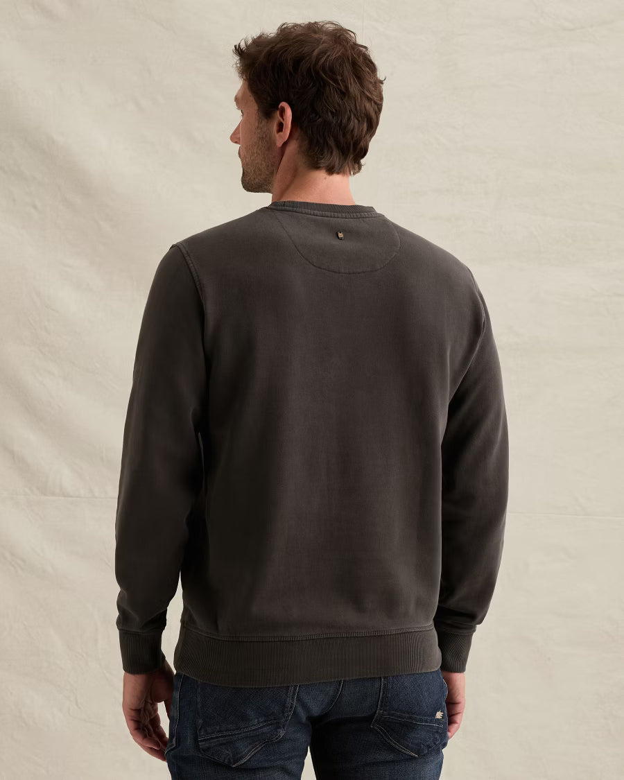 PME LEGEND SWEATER CREWNECK SEMI BRUSHED GARMENT DYE OBSIDIAN