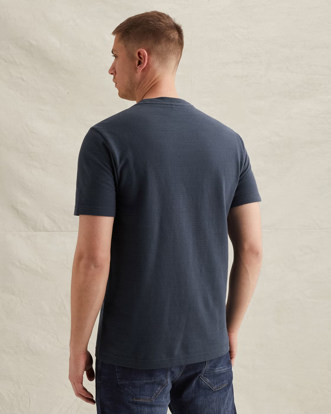 PME LEGEND T-SHIRT R-NECK JACQUARD STRIPED MOOD INDIGO