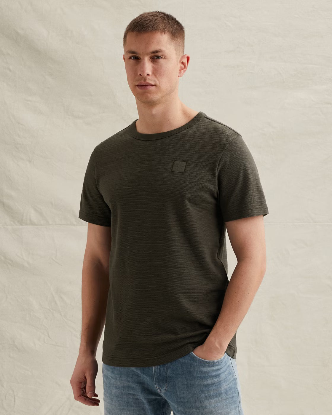 PME LEGEND T-SHIRT R-NECK JACQUARD STRIPED BELUGA