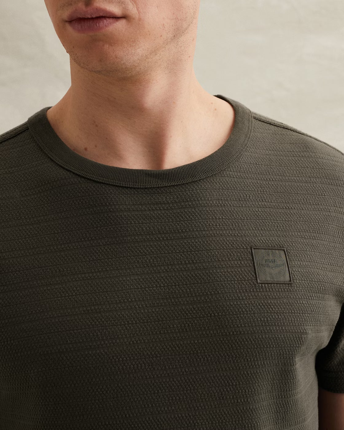 PME LEGEND T-SHIRT R-NECK JACQUARD STRIPED BELUGA