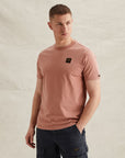 PME LEGEND T-SHIRT WITH BADGE WASHED GARMENT DYE ROSE DAWN
