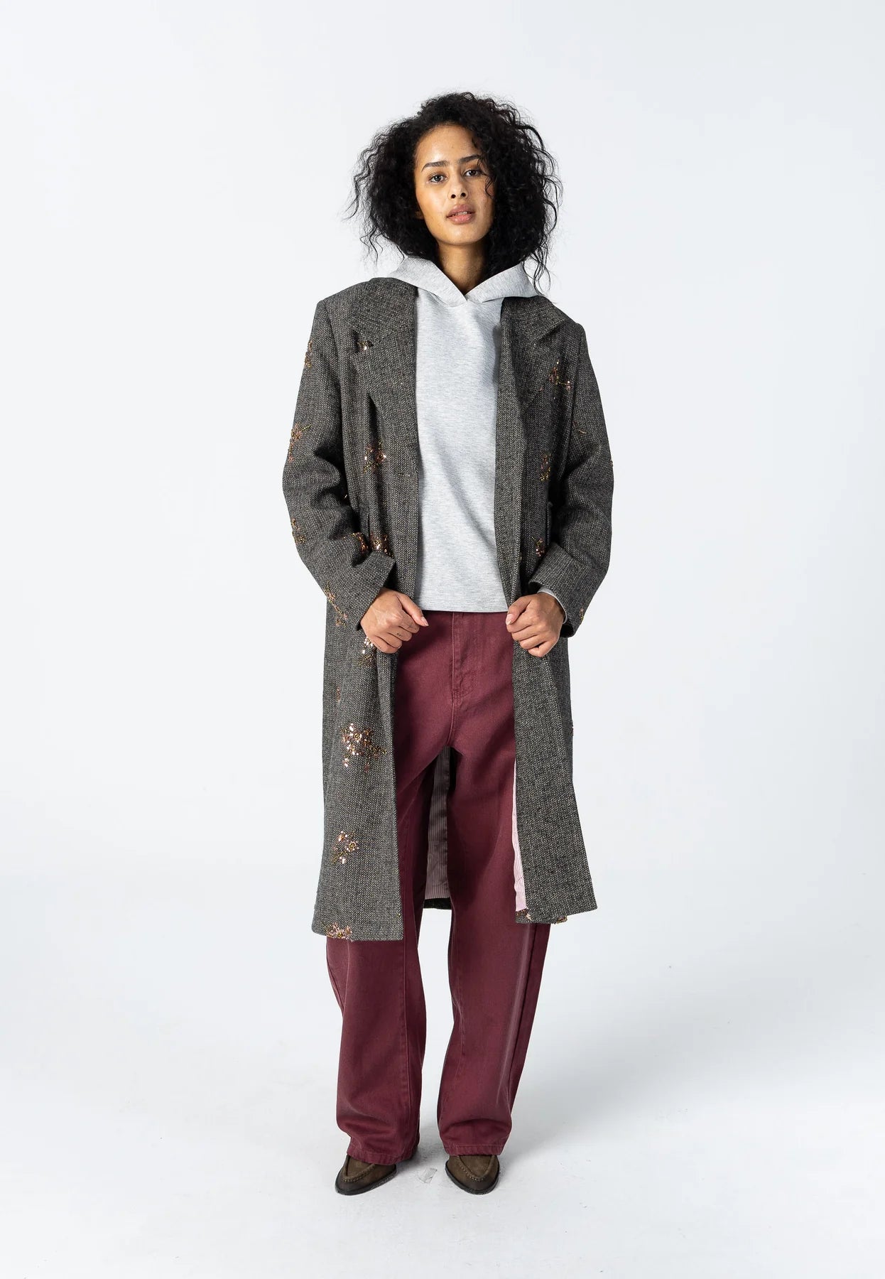 COSTER COPENHAGEN JAS SEQUINS COAT ROSE/OLIVE