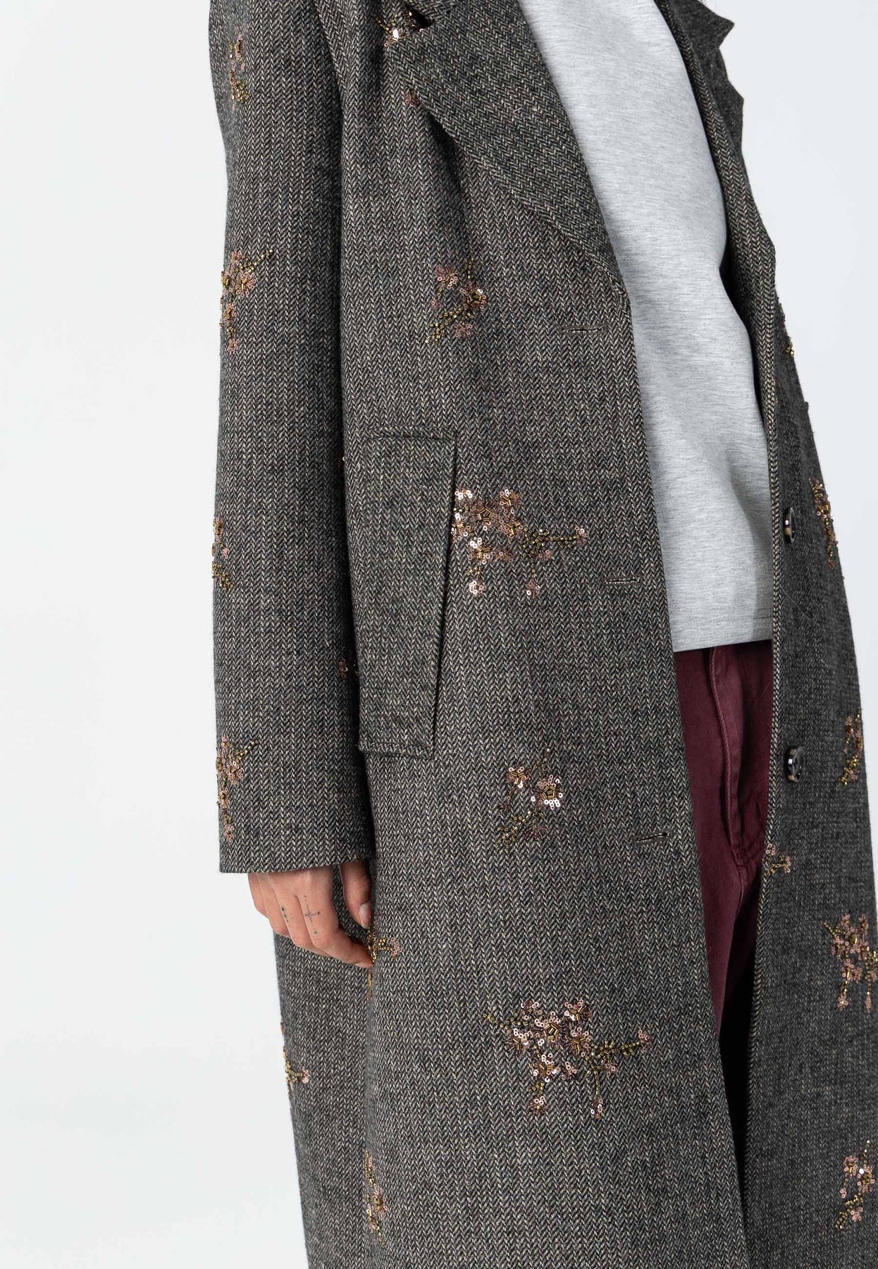 COSTER COPENHAGEN JAS SEQUINS COAT ROSE/OLIVE