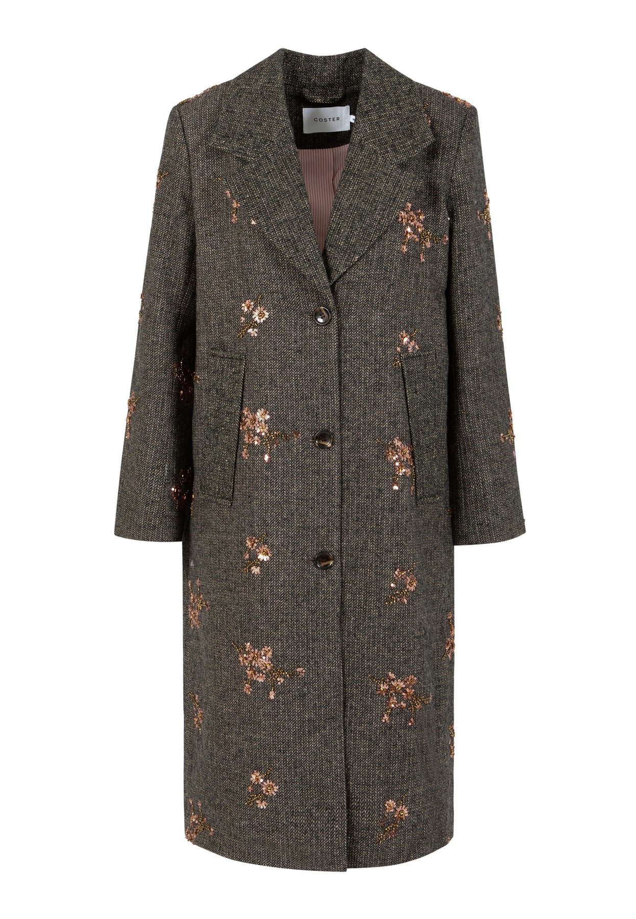 COSTER COPENHAGEN JAS SEQUINS COAT ROSE/OLIVE