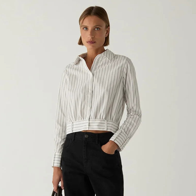 LAAGAM BLOUSE RYKA STRIPED SHIRT WHITE
