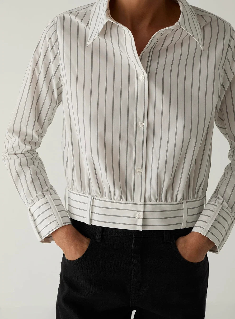 LAAGAM BLOUSE RYKA STRIPED SHIRT WHITE