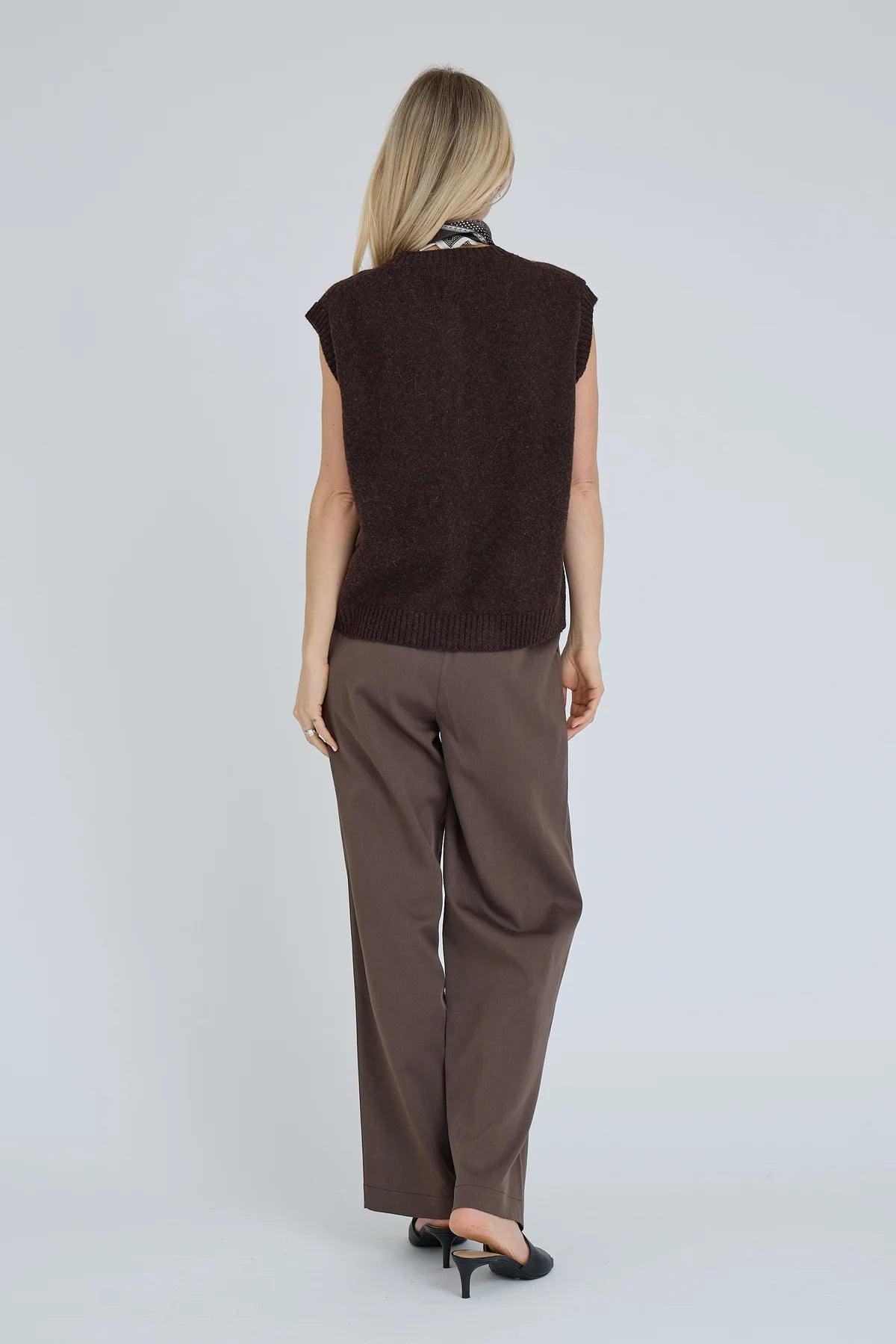 A-VIEW GILET RENA KNIT VEST DARK BROWN