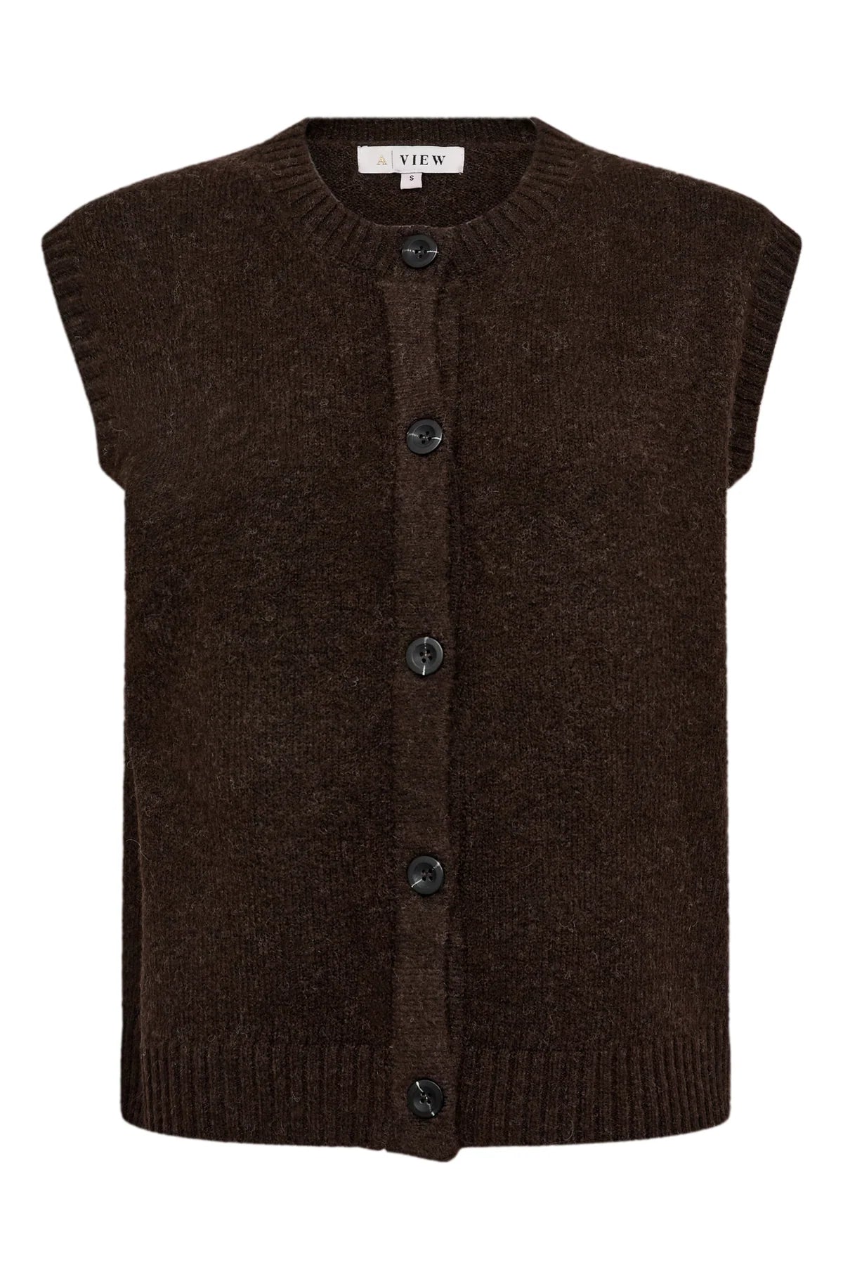 A-VIEW GILET RENA KNIT VEST DARK BROWN