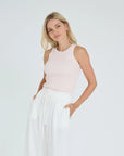 A-VIEW TOP RIB KNIT TANKTOP PALE ROSE