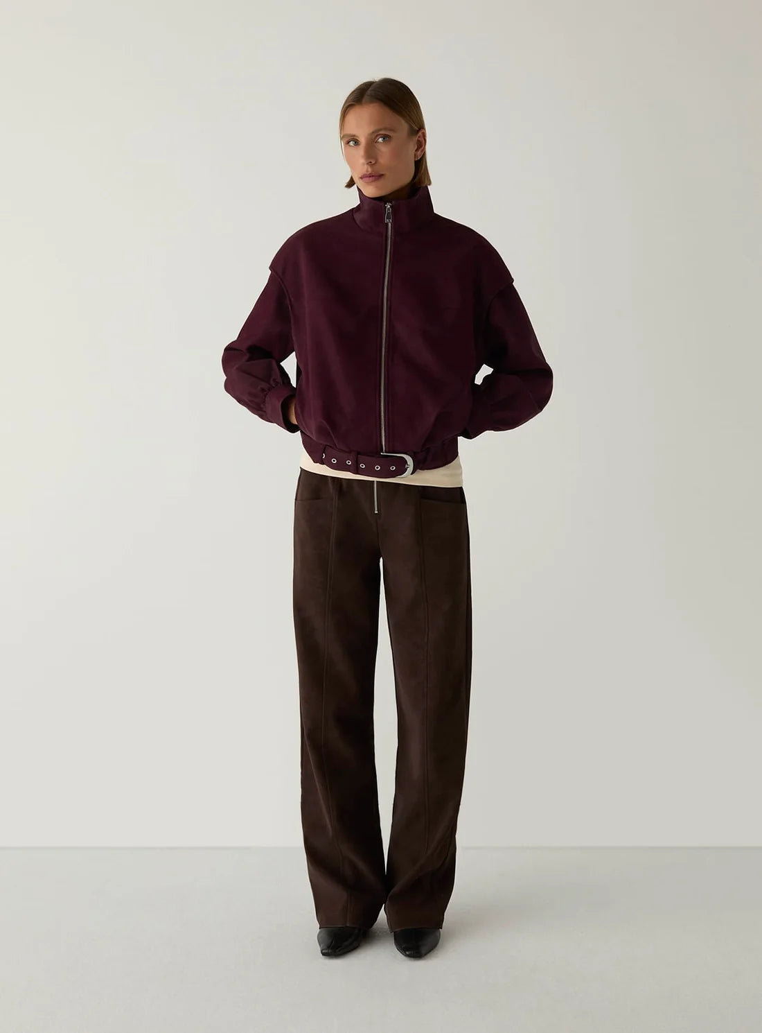 LAAGAM JAS SIGNY BOMBER JACKET BURGUNDY