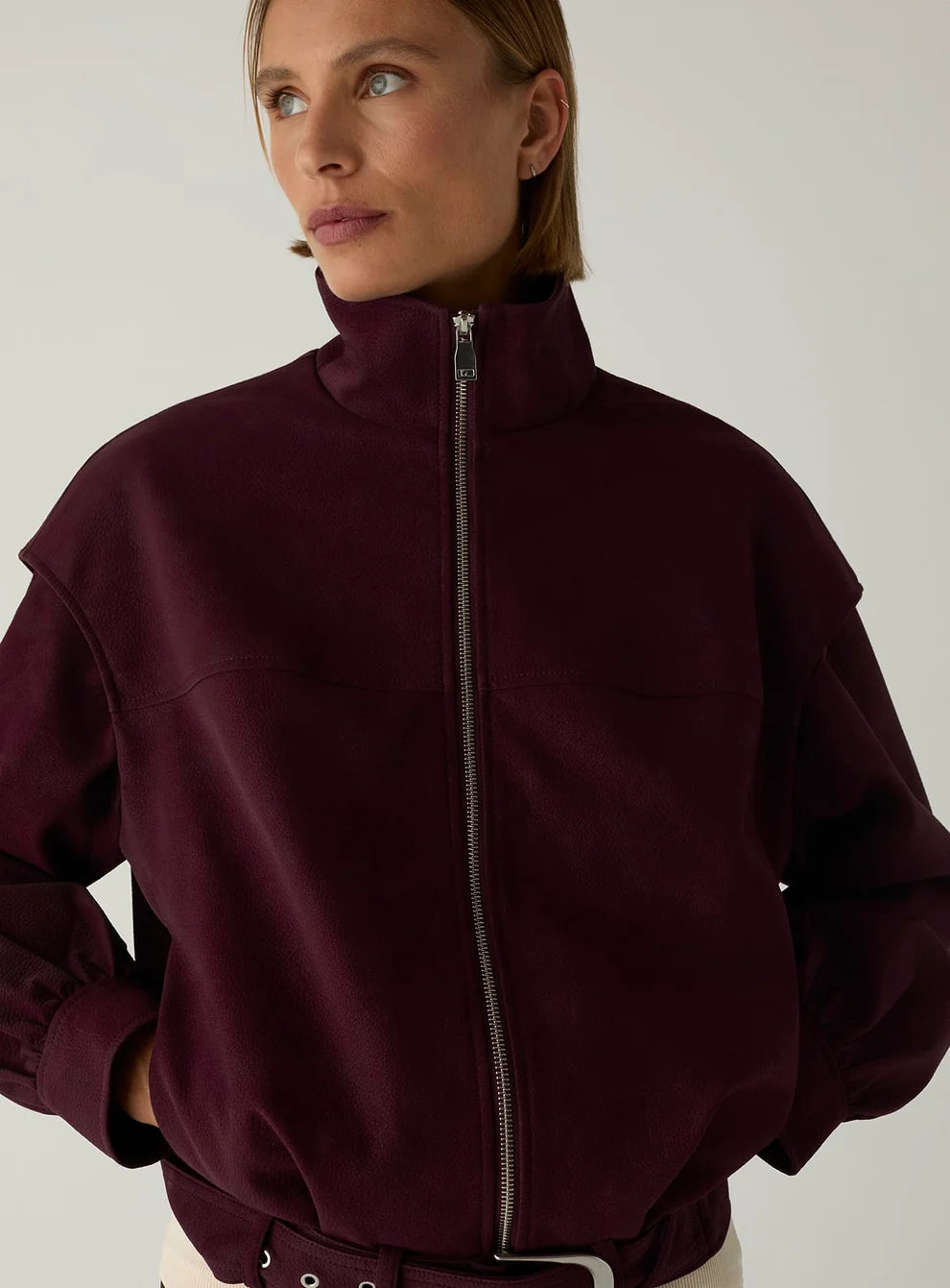 LAAGAM JAS SIGNY BOMBER JACKET BURGUNDY