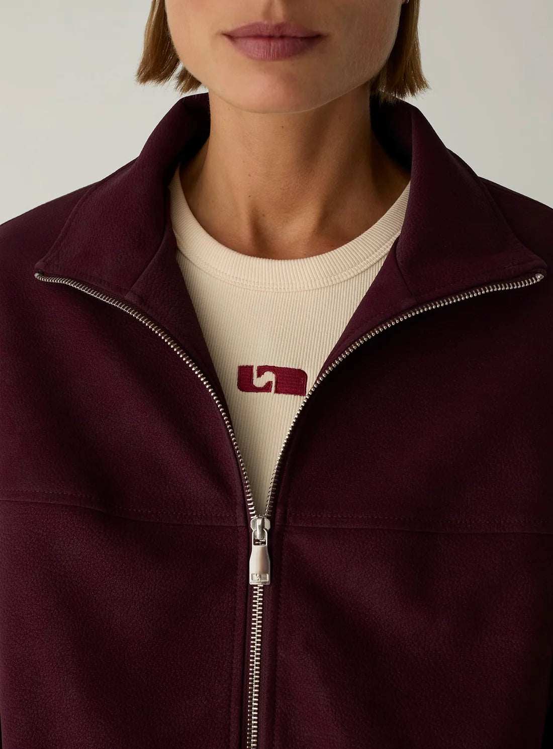 LAAGAM JAS SIGNY BOMBER JACKET BURGUNDY