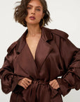 STUDIO AMAYA BLOUSE ELISSE JACKET SATIN BROWN