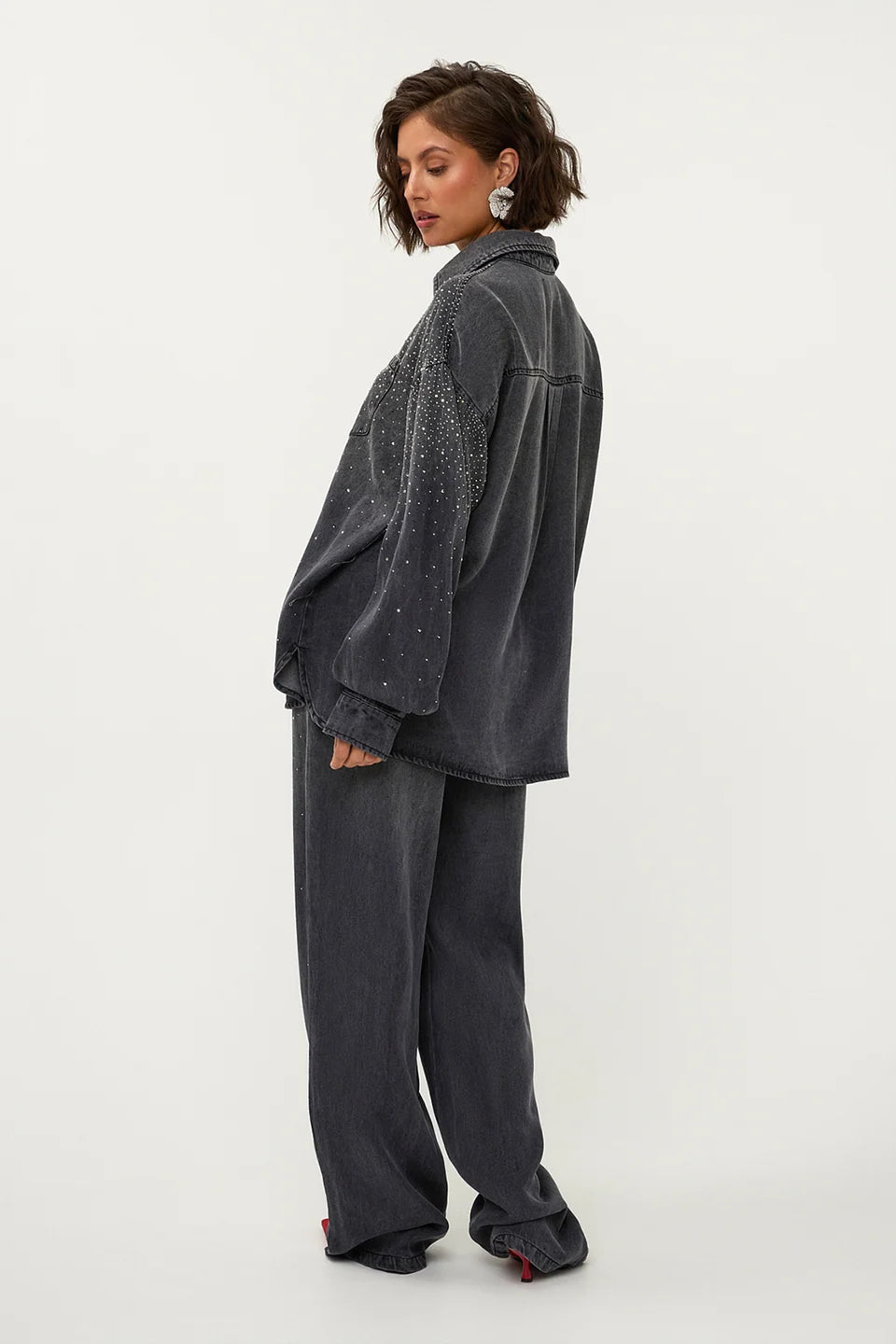 STUDIO AMAYA PANTS ZIA DENIM LOOK GLITTER GREY