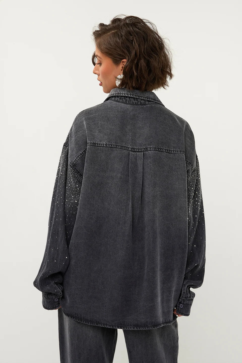 STUDIO AMAYA BLOUSE VEA DENIM LOOK GLITTER GREY