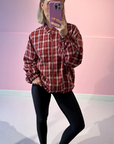 STUDIO AMAYA BOMBER CHECK JACKET/BLOUSE OVERSIZED RED