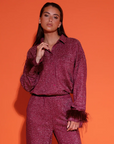 STUDIO AMAYA BLOUSE AURELIAN GLITTER FEATHERS RED/ROZE