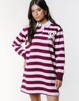 COLOURFUL REBEL JURK NINNY POLO SWEAT DRESS STRIPE RED